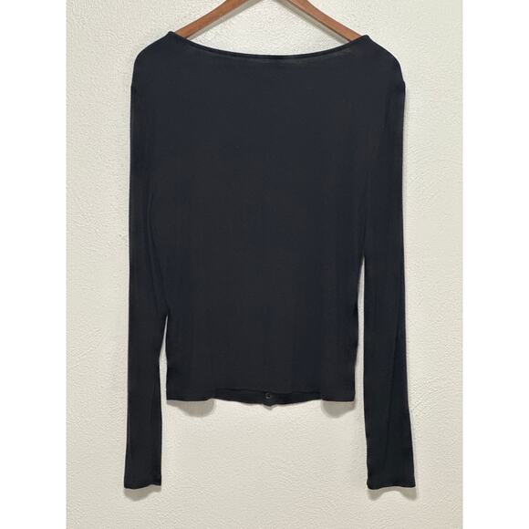 Maeve by Anthropologie Ultra Soft Ribbed Long Sleeve Henley Snap Shirt XL Black - Picture 5 of 10